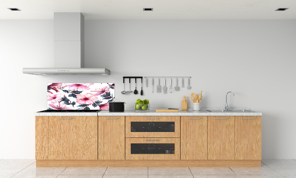 Rivestimento parete cucina con motivo a fiori di ibisco