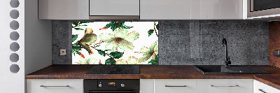 Pannello retrocucina con motivo a fiori di ibisco