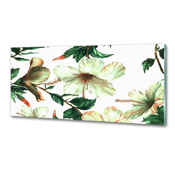 Pannello retrocucina con motivo a fiori di ibisco