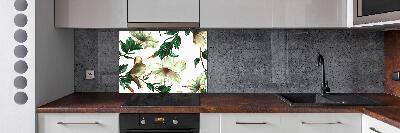 Pannello retrocucina con motivo a fiori di ibisco