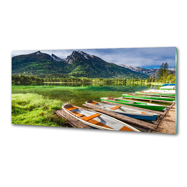 Pannello paraschizzi cucina con decorazione raffigurante barche sul lago