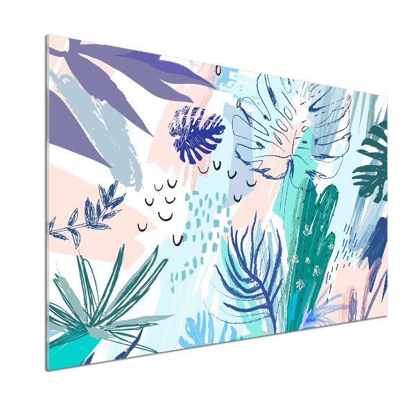 Pannello paraschizzi cucina con motivo a foglie tropicali