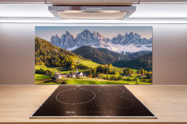 Rivestimento parete cucina con motivo panoramico della montagna