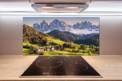 Rivestimento parete cucina con motivo panoramico della montagna