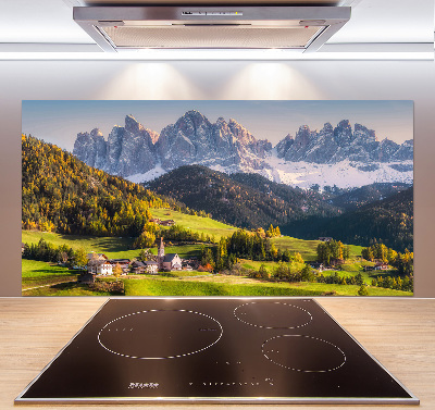 Rivestimento parete cucina con motivo panoramico della montagna