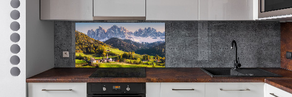 Rivestimento parete cucina con motivo panoramico della montagna