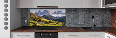 Rivestimento parete cucina con motivo panoramico della montagna