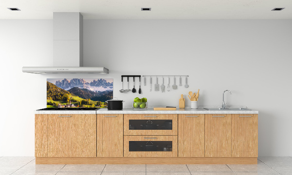 Rivestimento parete cucina con motivo panoramico della montagna