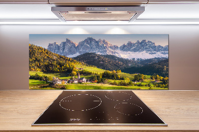 Rivestimento parete cucina con motivo panoramico della montagna