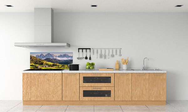 Rivestimento parete cucina con motivo panoramico della montagna