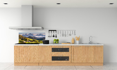 Rivestimento parete cucina con motivo panoramico della montagna