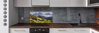 Rivestimento parete cucina con motivo panoramico della montagna
