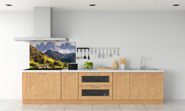 Rivestimento parete cucina con motivo panoramico della montagna