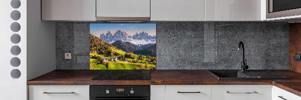 Rivestimento parete cucina con motivo panoramico della montagna
