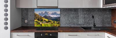 Rivestimento parete cucina con motivo panoramico della montagna