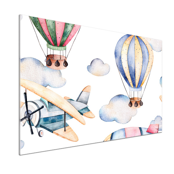 Pannello paraschizzi cucina con stampa di aerei e mongolfiere