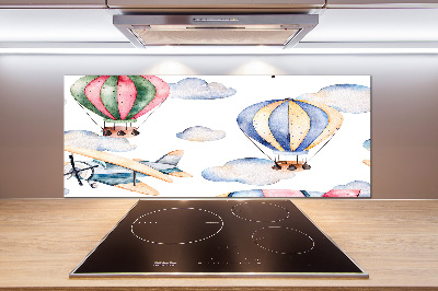 Pannello paraschizzi cucina con stampa di aerei e mongolfiere