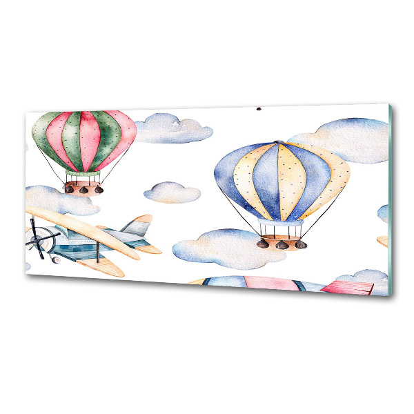 Pannello paraschizzi cucina con stampa di aerei e mongolfiere