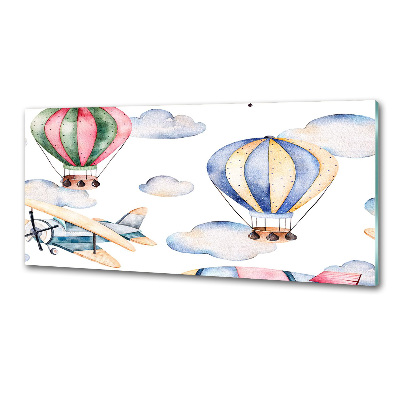 Pannello paraschizzi cucina con stampa di aerei e mongolfiere