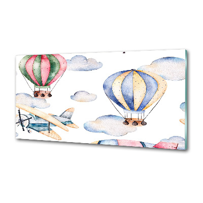 Pannello paraschizzi cucina con stampa di aerei e mongolfiere