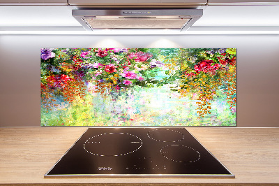 Pannello paraschizzi cucina con motivo a fiori multicolori