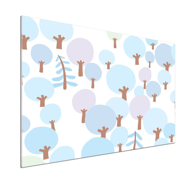 Pannello retrocucina con stampa di alberi colorati