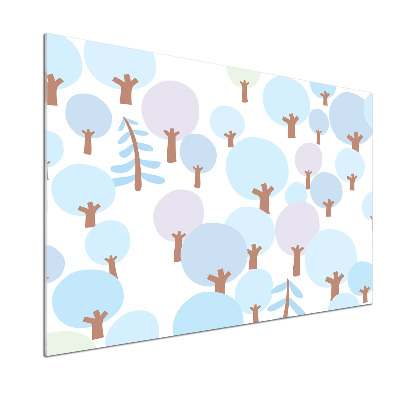 Pannello retrocucina con stampa di alberi colorati