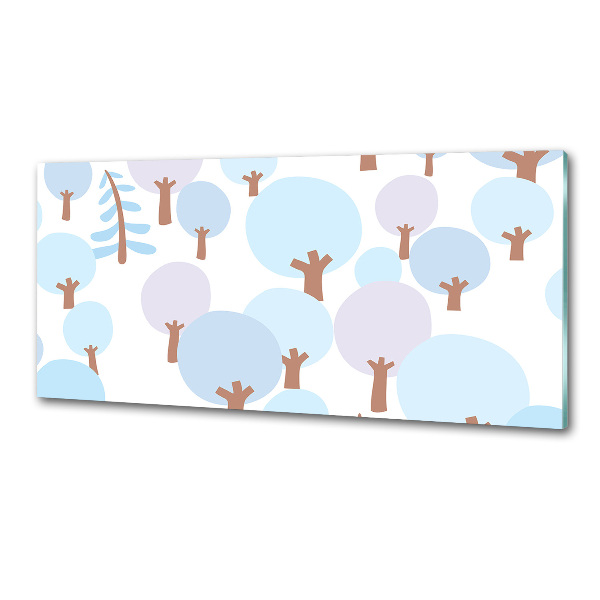 Pannello retrocucina con stampa di alberi colorati