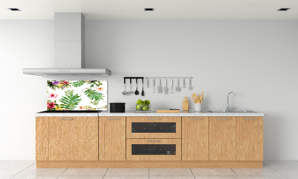 Rivestimento parete cucina con motivo floreale