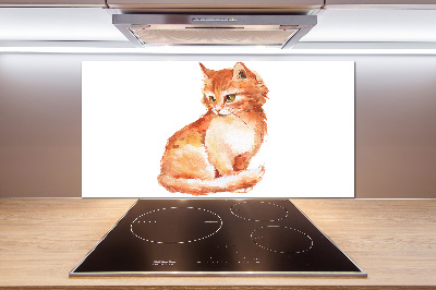 Rivestimento parete cucina con motivo di gatto rosso