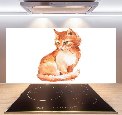 Rivestimento parete cucina con motivo di gatto rosso