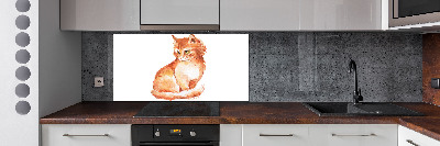 Rivestimento parete cucina con motivo di gatto rosso