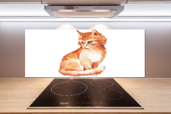 Rivestimento parete cucina con motivo di gatto rosso