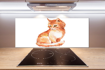 Rivestimento parete cucina con motivo di gatto rosso