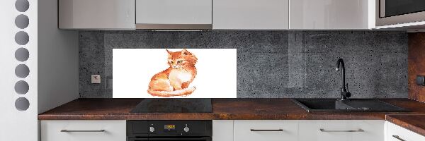 Rivestimento parete cucina con motivo di gatto rosso