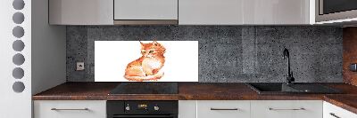Rivestimento parete cucina con motivo di gatto rosso