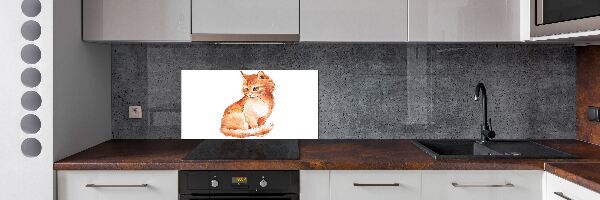 Rivestimento parete cucina con motivo di gatto rosso