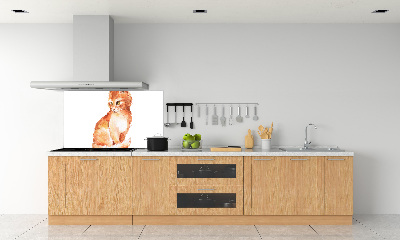 Rivestimento parete cucina con motivo di gatto rosso