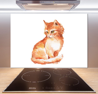 Rivestimento parete cucina con motivo di gatto rosso
