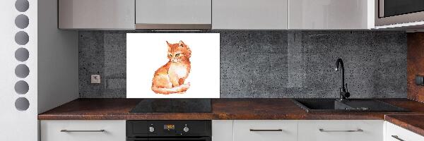 Rivestimento parete cucina con motivo di gatto rosso