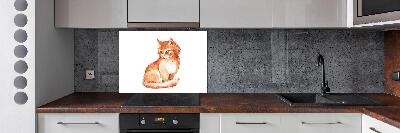 Rivestimento parete cucina con motivo di gatto rosso