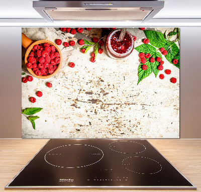Pannello paraschizzi cucina con stampa a tema marmellata di lamponi