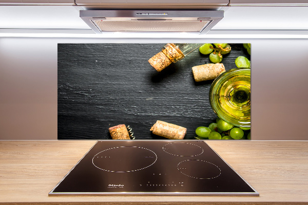 Pannello retrocucina con decorazione a tema vino bianco e frutta