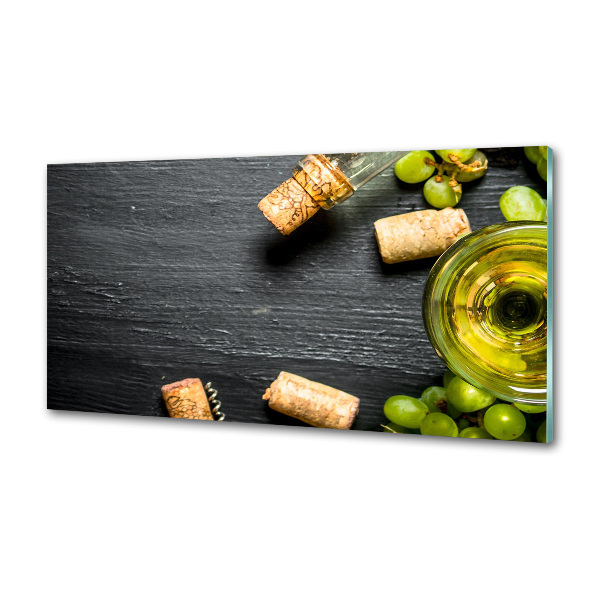 Pannello retrocucina con decorazione a tema vino bianco e frutta