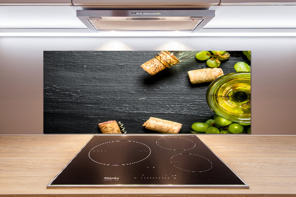 Pannello retrocucina con decorazione a tema vino bianco e frutta