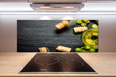 Pannello retrocucina con decorazione a tema vino bianco e frutta