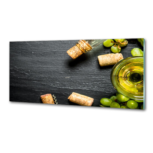 Pannello retrocucina con decorazione a tema vino bianco e frutta