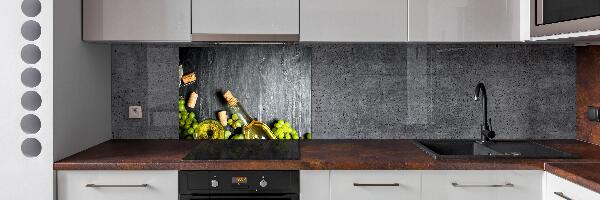 Pannello retrocucina con decorazione a tema vino bianco e frutta