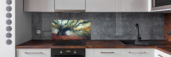Rivestimento parete cucina con stampa raffigurante un vecchio albero