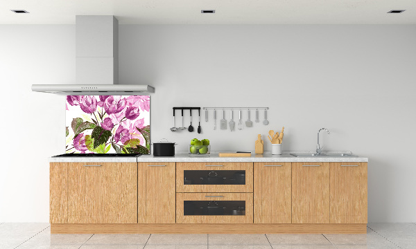 Rivestimento parete cucina con motivo floreale